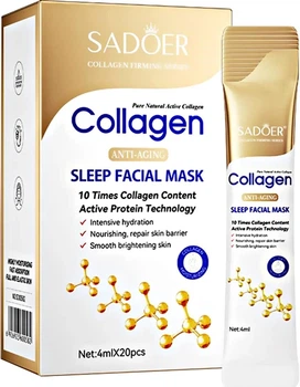 Набор ночных гелевых масок для лица Sadoer Collagen Anti-Aging Sleep Facial Mask Омолаживающая с коллагеном 20 шт х 4 мл (6926923600582)