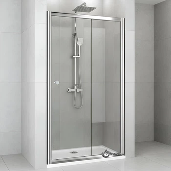 Душові двері в нішу Shower Saturn 150x190 см, прозоре загартоване скло 6 мм, алюмінієвий профіль, матовий хром
