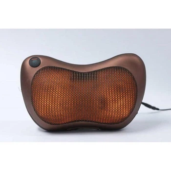 Массажная подушка Massage Pillow CHM 8028 8 роликов шиацу для дома автомобиля шеи спины поясницы инфракрасный прогрев адаптер 220V 12V