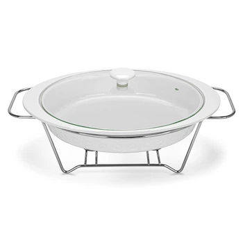 Мармит с крышкой из жаропрочного стекла Fissman Parmigiano из фарфора 36х25.7х6.1см/1.9л (13710)