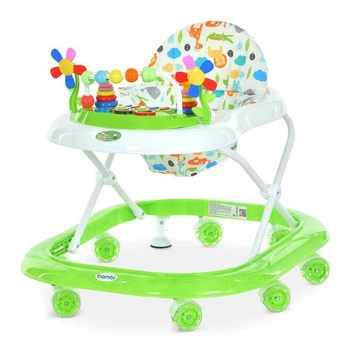 Детские ходунки BAMBI M 3619-2-01, музыкальная панель, свет, регулировка высоты, восемь колес, Зеленый
