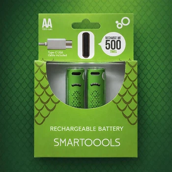 Акумуляторные батарейки AA SMARTOOOLS Li-ion 1000mAh 1.2V Type-C (2 шт)