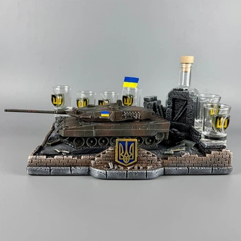 Подарочный набор для водки с подробным танком "Leopard 2A6" | Декор для кабинета PA_1168_3
