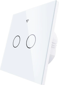 Розумний перемикач Moes Wi-Fi RF скляний на 2 канали Білий (WRS-EU2-WH-MS)