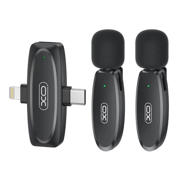 Мікрофон Петличний Бездротовий XO MKF010 Twin Type-C+IP Чорний