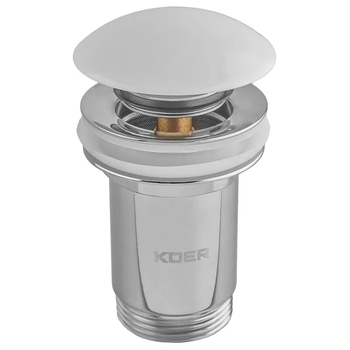 Донный клапан для раковины Koer PW-08-11 1 1/4'' без перелива автоматический СLICK-СLACK (Белая руля
