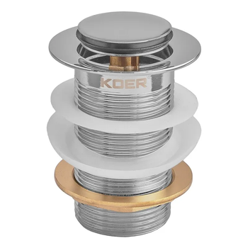 Донный клапан для раковины Koer PW-10-01 1 1/4'' без перелива автоматический СLICK-СLACK (Цвет хром