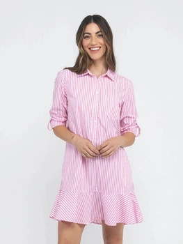 Плаття-сорочка коротке літнє жіноче U.S. Polo Assn 216617-GA00A(COSMO PINK) L Рожеве (786662314302)