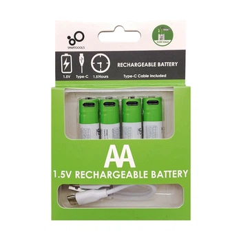Аккумуляторы батарейки AA 1.5V с USB Type-C Smartoools 2600mWh (Блистер 4 шт + кабель) (16233-4)