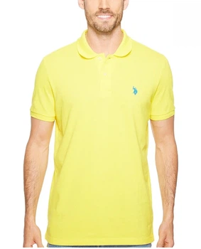 Чоловіча класична футболка-поло U.S. Polo Assn застібка на два гудзики, піке L жовта