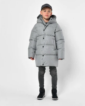 Пуховик для хлопчика з ефектом меланжу X-Woyz DT-8373-4 140 см сірий