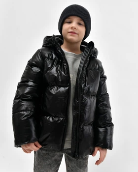 Пуховик для хлопчика з ефектом металік X-Woyz DT-8466-8 60162 128 см чорний