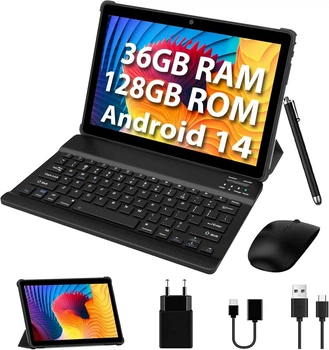 Планшет FASTWD Android 14, 10-дюймовый планшетный ПК, 5G WiFi, 36 (12+24) ГБ ОЗУ + 128 ГБ ПЗУ