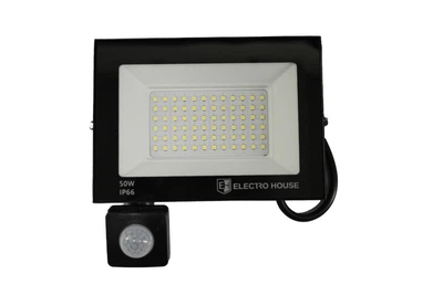 LED прожектор с датчиком движения 50Вт 5000 Лм 6500К холодный белый SMD2835