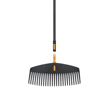 Грабли пластиковые лёгкие для газонов Fiskars OneClick L 51 см + алюминиевая рукоятка L, 161 см (1080713)