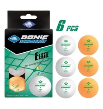 Мячи Donic Elite 1звезда 40+ plastic white 6 шт white+orange