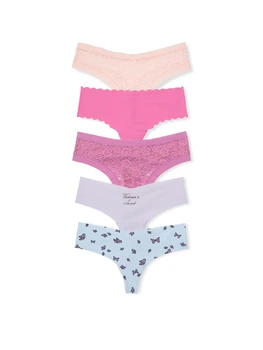 Набор 5 шт бесшовные женские трусики стринг танга кружево Victoria's Secret QD753 размер S