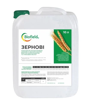 Мікродобрива гумат калія Зернові для пшениці ячміню Biofield 10 л