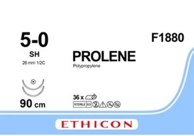 Пролен Ethicon синий 90 см M1 USP5/0 две иглы SH Тип колющая Taper Point 26 мм 1/2 круга (F1880)