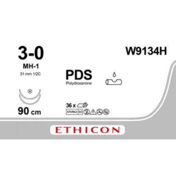 ПДС II Ethicon фиолетовый 3/0 90 см две колючие иглы 31 мм 1/2 круга (W9134H)