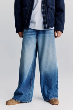 Підліткові джинси Loose Fit Wide Leg H&M для хлопчика вільного крою блакитний 152 см 1293023