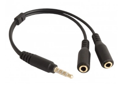 Разделитель Аудио Выхода Aux 3.5mm (Male) to 2Aux 3.5mm (Female) Черный