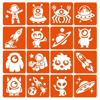Набор трафаретов для био-тату "Монстры и ракеты №2" Fresh Tattoo monsters-and-rockets-2-6x6-16