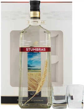 Водка Stumbras 0.7 л 40% + 2 рюмки в подарочной упаковке (4770033231479)