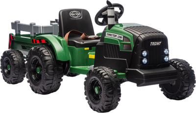 Traktor na akumulator LEAN Toys CH9959B z przyczepą 24 V Ciemno-zielony (5905991087519)