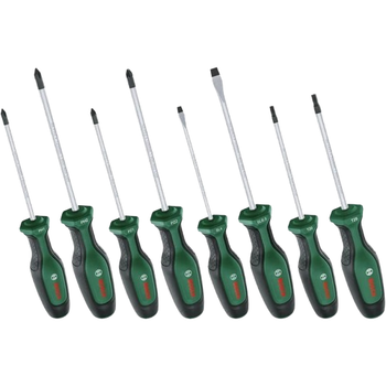 Набір викруток Bosch Professional 1600A02BX8 PH/PZ/SL/Torx 8 шт із міцним стрижнем Зелений