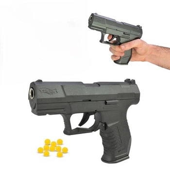 Страйкбольний пістолет AirSoft Gun Walther металевий з пружинним механізмом та пластиковими кульками C23A