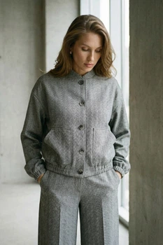 Жіночий демісезонний бомбер прямого крою на резинці Seventeen L-XL Сірий (2000000213453)