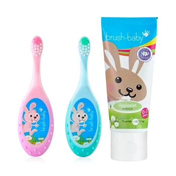 Зубні щітки Brush-baby FlossBrush 2 шт плюс зубна паста Brush-baby Applemint 50 мл