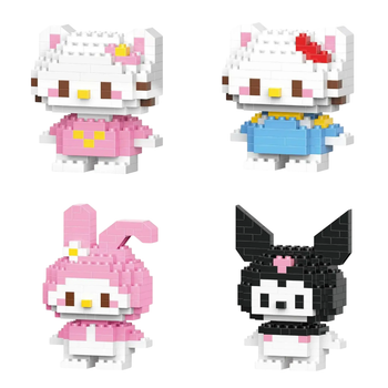 Конструктор фигурка BRICKS Sanrio Hello Kitty, Mimmy, My Melody, Kuromi Набор 4 шт