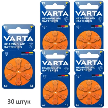 Батарейка ZA13 PR48 Varta 30 ШТУК, для слухових апаратів (термін до 07.2029)