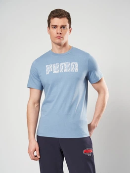 Футболка бавовняна довга чоловіча Puma Essentials Graphics 69178734 L Cool Blue (4069161987038)