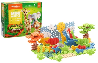 Klocki konstrukcyjne Marioinex waffle mini Animals Sawanna 100 elementów (5903033907085)