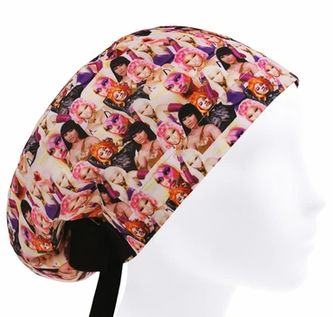 Медицинская шапочка женская HeadwearUniverse универсальная принт Ники Минаж на белом