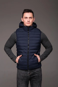 Жилетка R&Q чоловіча з капюшоном стьобана 3XL синя (2474)