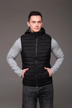 Жилетка R&Q мужская с капюшоном стеганая XL черная (2474)