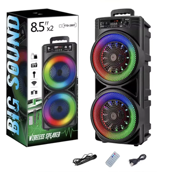 Портативна акумуляторна акустика (8.5", 40 W) бездротова USB Колонка Bluetooth на акумуляторі з мікрофоном TC 2807