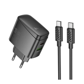 Мережевий Зарядний Пристрій Hoco CS63A 1USB/1USB-C PD65W/QC GAN+Type-C to Type-C Чорний