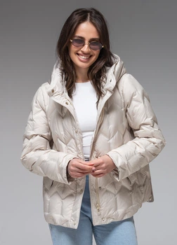 Жіноча ультралегка куртка весняна демісезонна осіння Viva-Wear 6538 2XL молочний 6538-15