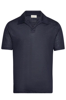 Чоловіча сорочка-поло Gant Linen Ss Polo лляна темно-синя S 2013016 433 (S)