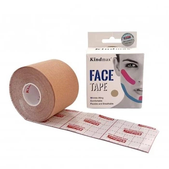 Кінезіо тейп для обличчя Kindmax Face Tape 5см х 5м Тілесний