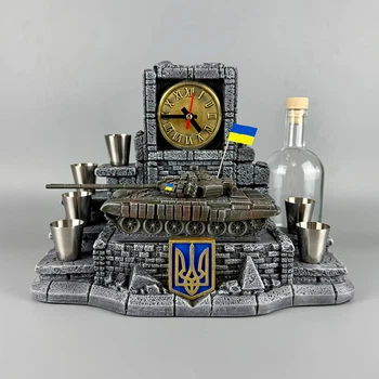 Набор для виски штоф со стопками+бутылка 500 мл с танком "Т-72Б" Ручная работа PA_1075_1