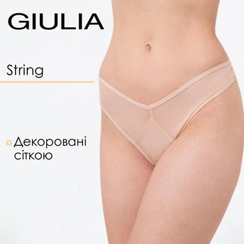 Женские трусы-стринги из сетки и вставкой из микрофибры Giulia L5153S-M Труси стрінги M Beige-Бежевый, трусы под облегающую одежду, ежедневное женское белье