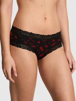Жіночі трусики Victoria's Secret (292134352895) PINK WinkTM Lace-Trim Cheeky XL чорні