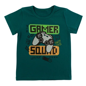 Футболка детская стрейч-кулир Арлекин Gamer 2255-452 56 92 см - 98 см Изумрудная