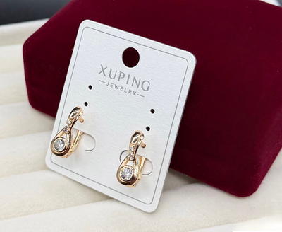 Серьги Xuping гипоаллергенное медицинское золото с круглым прозрачным кристаллом украшение для ежедневного образа